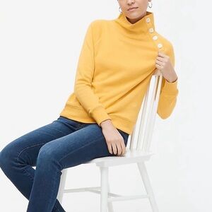 NWOT J. Crew Mustard Mustard Yellow Mock Turtle Neck Sweater with Button Accents